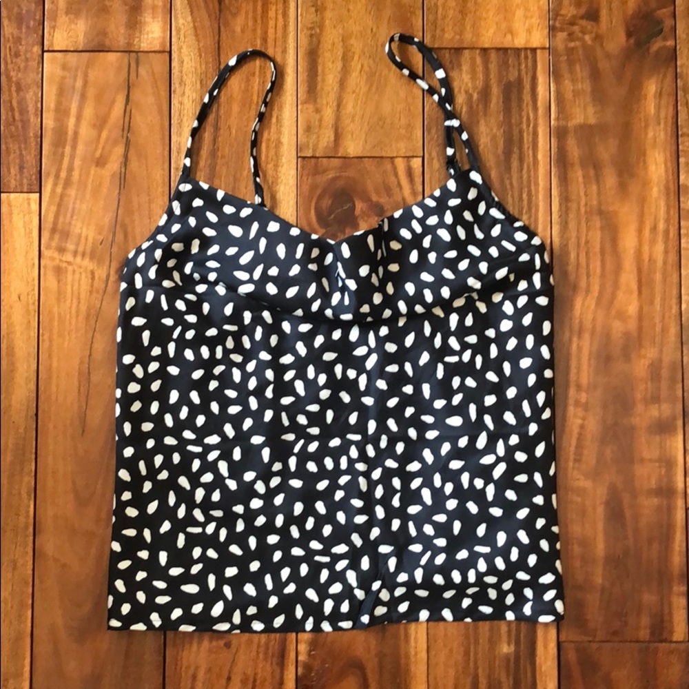 Cowl neck faux silk tank (polka dot)